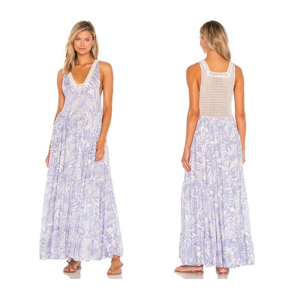 Free People Tiers For You Maxi Slip Dress Floral Gypsy Boho Festival Size Small